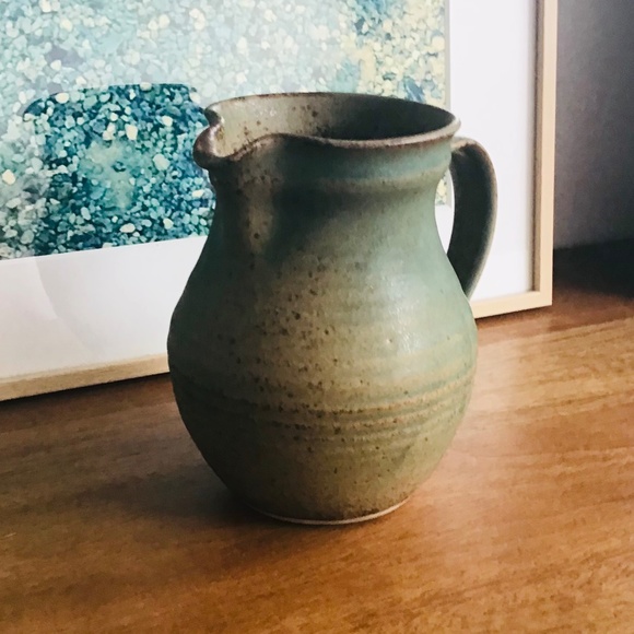 Vintage Other - Decorative ceramic stoneware milk jug in green and brown tones